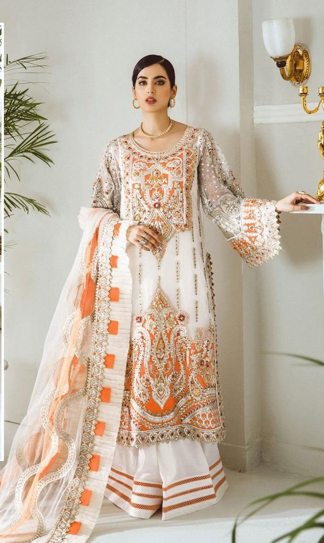 Ladies Off White Georgette Embroidered Sharara Suit Set at Rs 2795/piece |  Mumbai | ID: 2851951248062