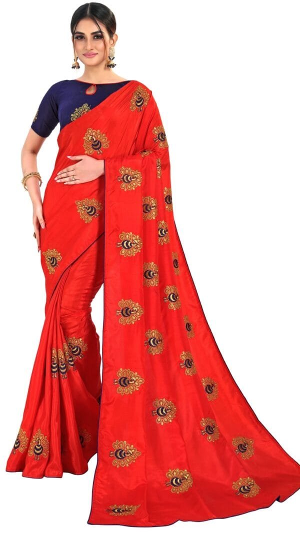 Saree Online Booking Red Colour Saree - Designer Sarees Rs 500 to 1000