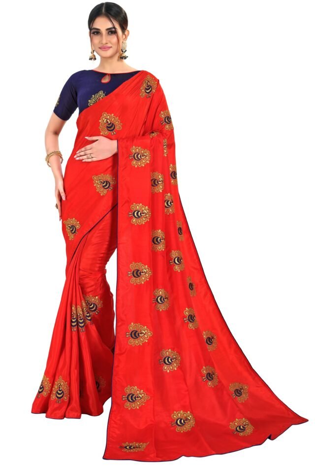 Saree Online Booking Red Colour Saree - Designer Sarees Rs 500 to 1000