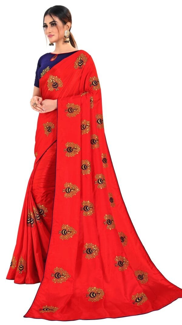 Saree Online Booking Red Colour Saree - Designer Sarees Rs 500 to 1000