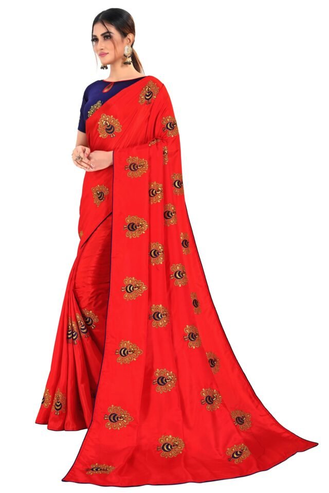 Saree Online Booking Red Colour Saree - Designer Sarees Rs 500 to 1000