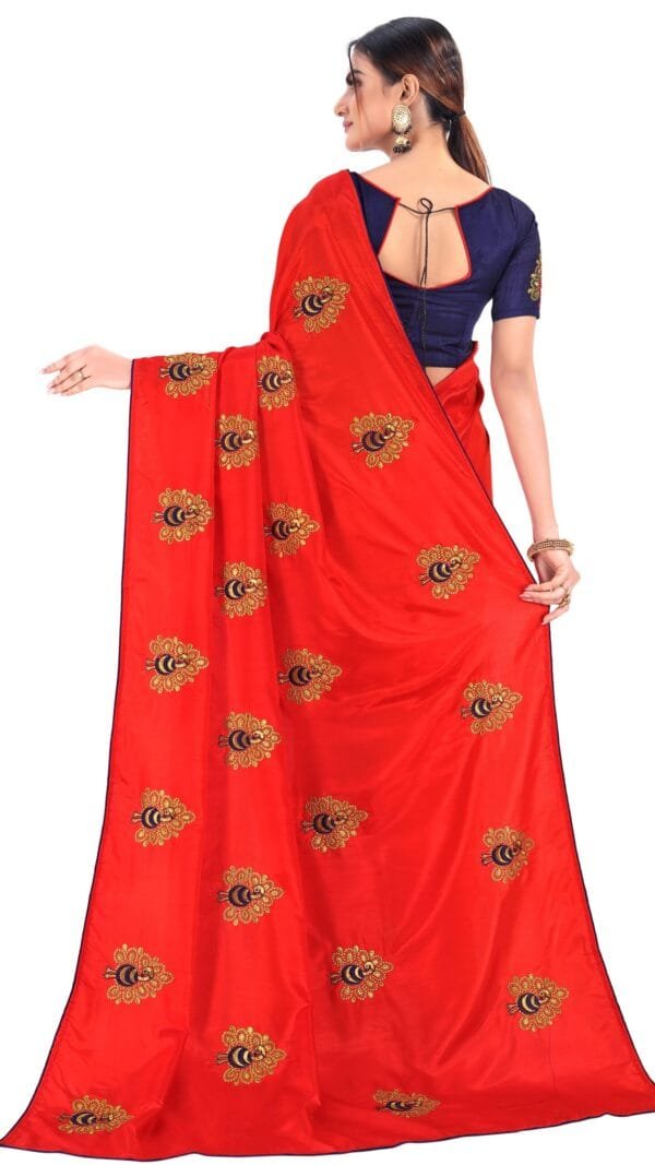 Saree Online Booking Red Colour Saree - Designer Sarees Rs 500 to 1000