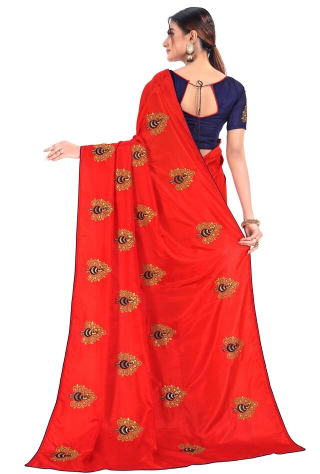 Saree Online Booking Red Colour Saree - Designer Sarees Rs 500 to 1000