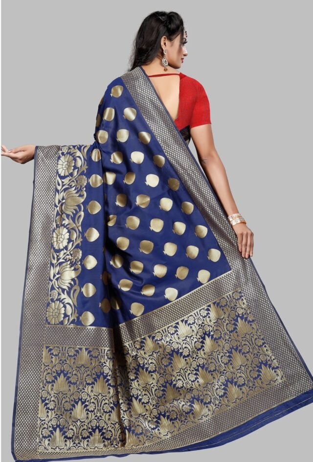 Saree Online Boutique Blue Red Colour Saree - Designer Sarees Rs 500 to 1000