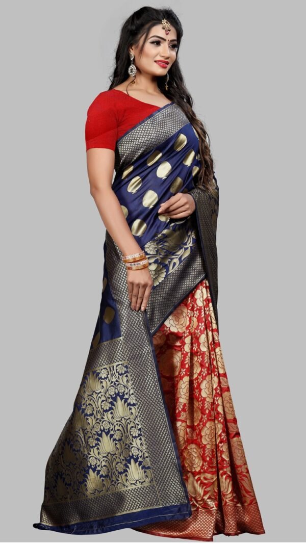 Saree Online Boutique Blue Red Colour Saree - Designer Sarees Rs 500 to 1000