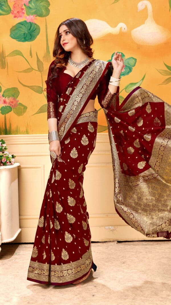 Saree Online Chennai Maroon Colour Saree - Designer Sarees Rs 500 to 1000