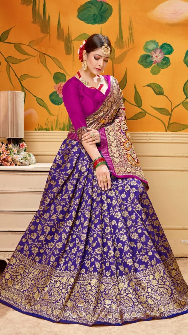 Saree Online Cotton Silk Pink Blue Colour Saree - Designer Sarees Rs 500 to 1000