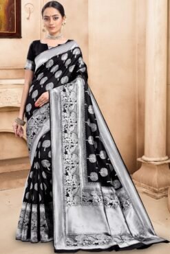 Saree Online In Kerala Black Colour - Designer Sarees Rs 500 to 1000