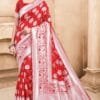 Saree Online Kerala - Red Colour Designer Sarees Rs 500 to 1000