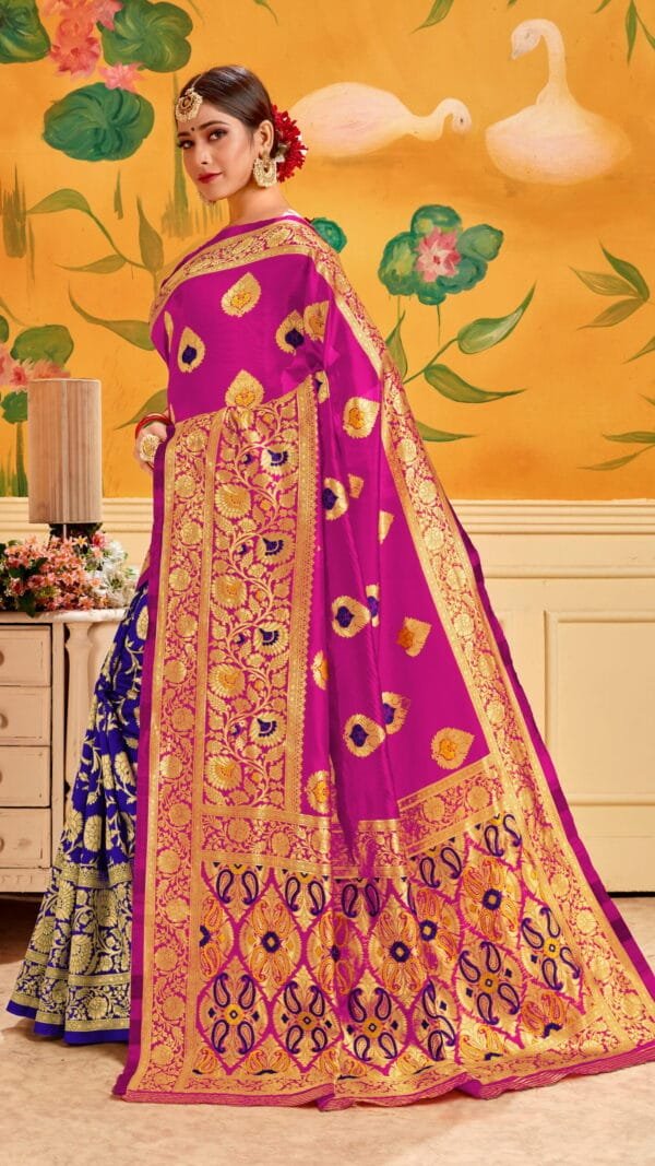 Saree Online Meesho Pink Blue Colour Saree - Designer Sarees Rs 500 to 1000