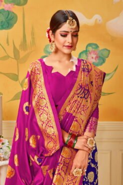 Saree Online Meesho Pink Blue Colour Saree - Designer Sarees Rs 500 to 1000