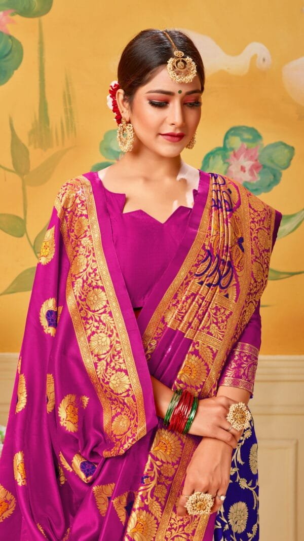Saree Online Meesho Pink Blue Colour Saree - Designer Sarees Rs 500 to 1000