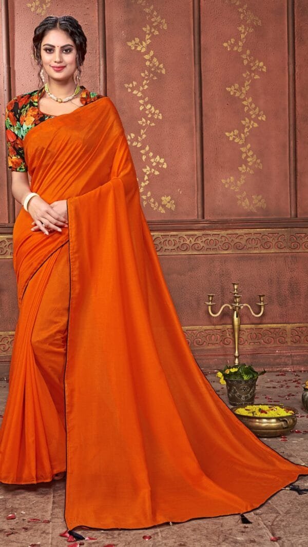 Saree Online Price Orange Colour Saree - Designer Sarees Rs 500 to 1000