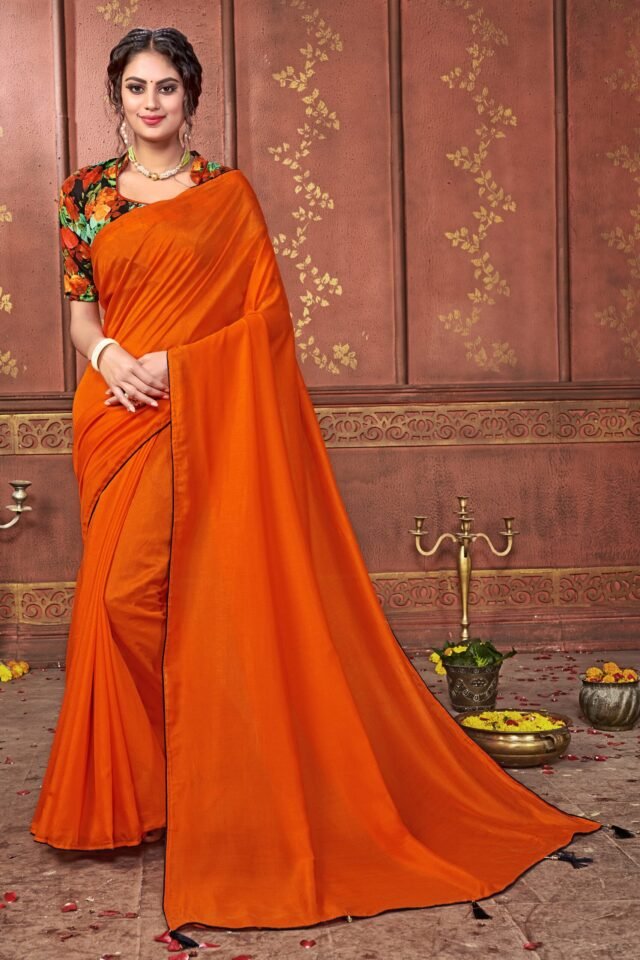 Saree Online Price Orange Colour Saree - Designer Sarees Rs 500 to 1000