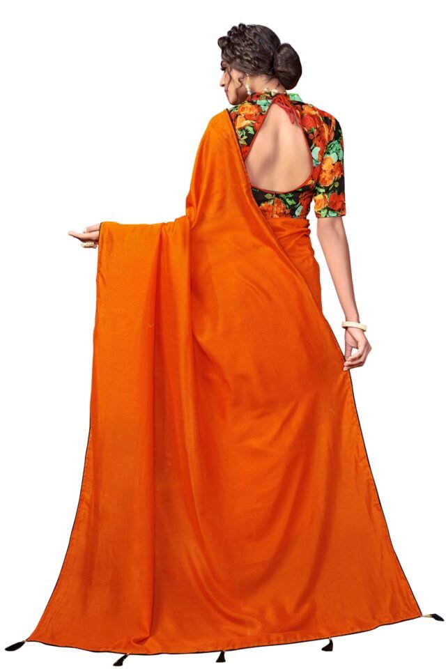 Saree Online Price Orange Colour Saree - Designer Sarees Rs 500 to 1000