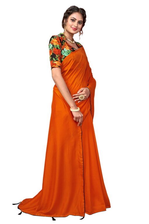 Saree Online Price Orange Colour Saree - Designer Sarees Rs 500 to 1000