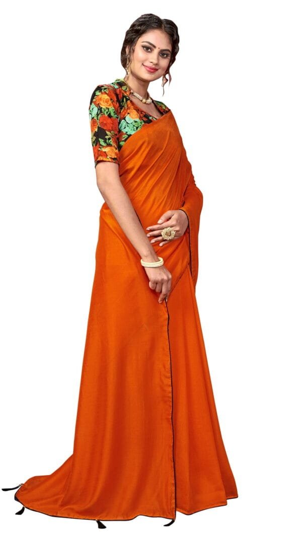 Saree Online Price Orange Colour Saree - Designer Sarees Rs 500 to 1000