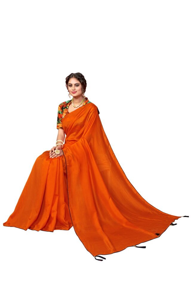 Saree Online Price Orange Colour Saree - Designer Sarees Rs 500 to 1000