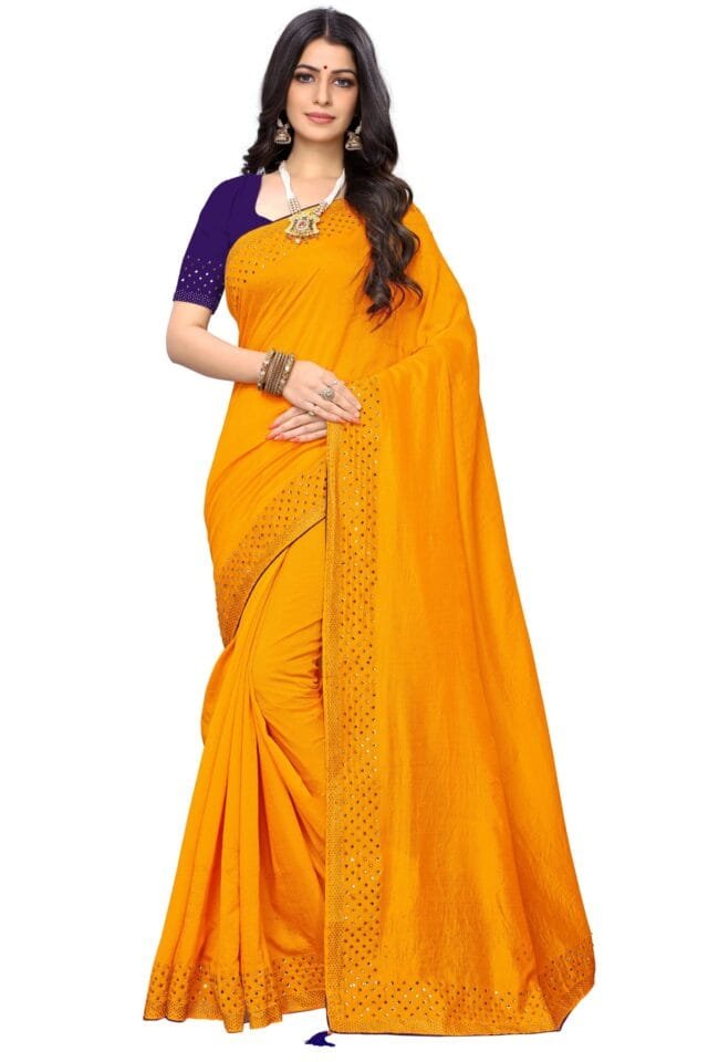 Saree Online Shopping India Yellow Colour Saree - Designer Sarees Rs 500 to 1000