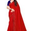 Saree Online Shopping Low Price Red Colour Saree - Designer Sarees Rs 500 to 1000