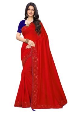 Saree Online Shopping Low Price Red Colour Saree - Designer Sarees Rs 500 to 1000