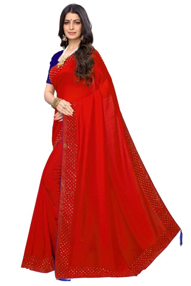 Saree Online Shopping Low Price Red Colour Saree - Designer Sarees Rs 500 to 1000