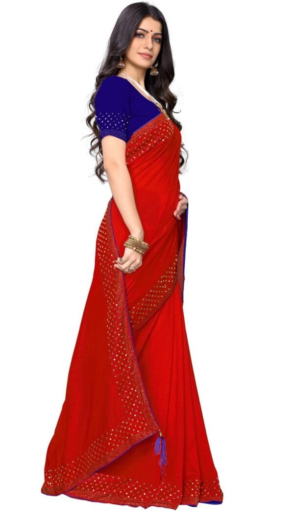 Saree Online Shopping Low Price Red Colour Saree - Designer Sarees Rs 500 to 1000