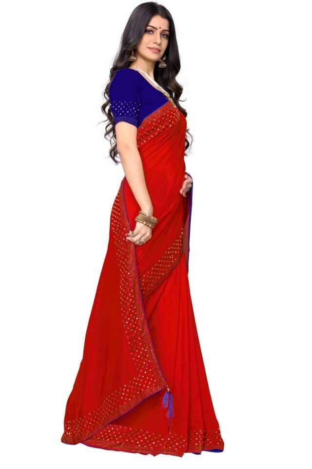 Saree Online Shopping Low Price Red Colour Saree - Designer Sarees Rs 500 to 1000