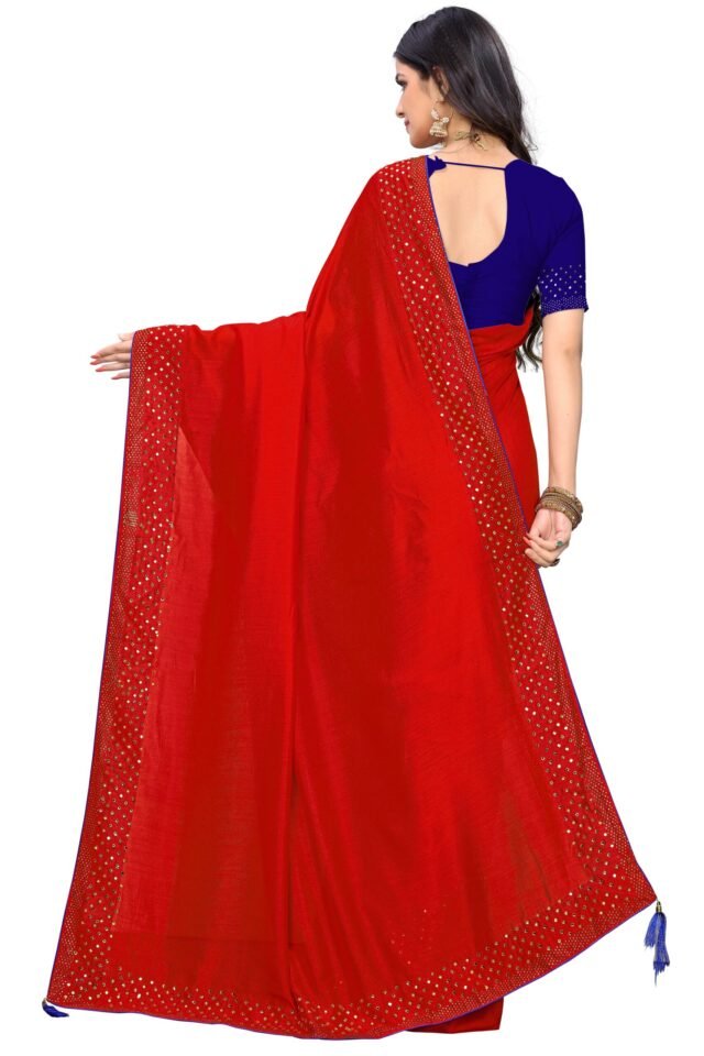 Saree Online Shopping Low Price Red Colour Saree - Designer Sarees Rs 500 to 1000