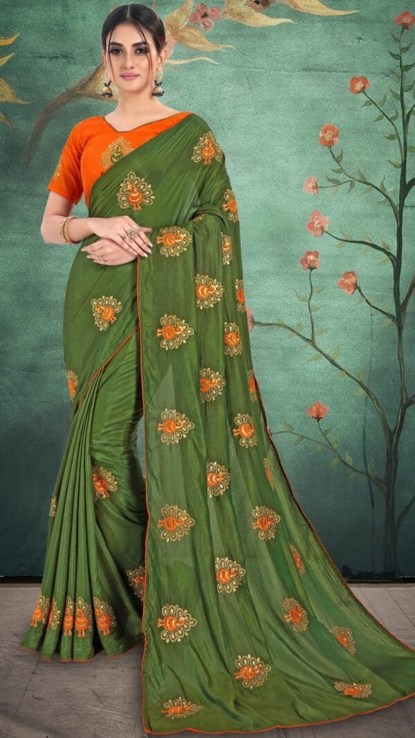 Saree Online Shopping Surat Green Colour Saree - Designer Sarees Rs 500 to 1000