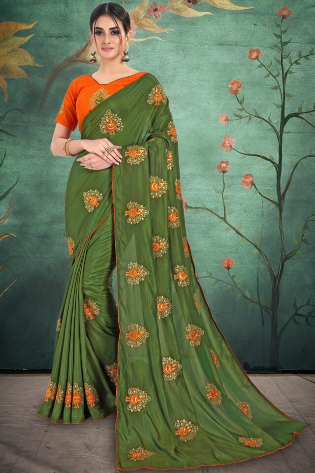 Saree Online Shopping Surat Green Colour Saree - Designer Sarees Rs 500 to 1000