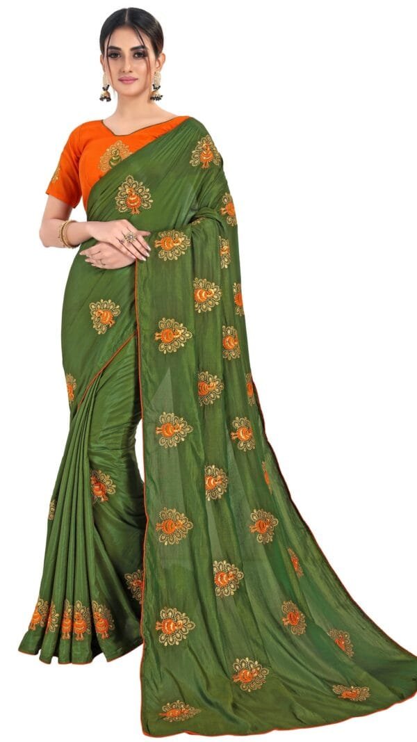 Saree Online Shopping Surat Green Colour Saree - Designer Sarees Rs 500 to 1000