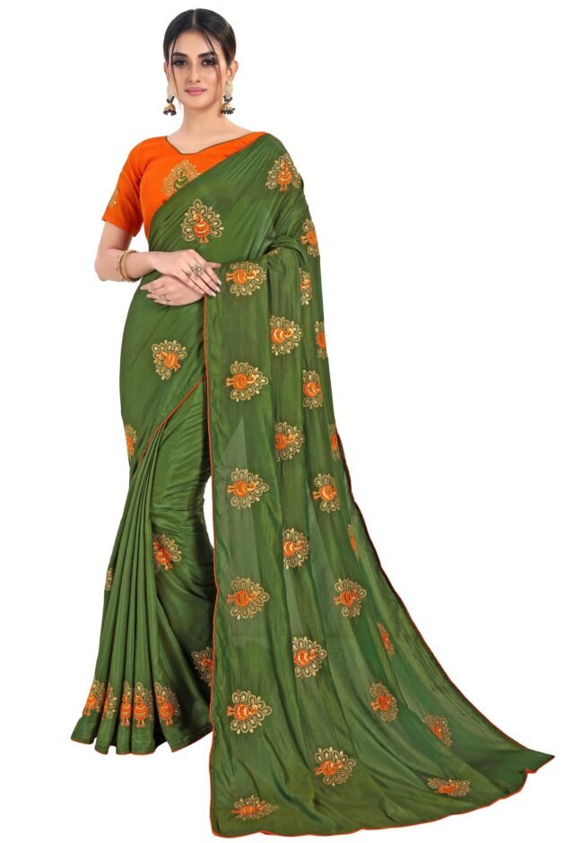 Saree Online Shopping Surat Green Colour Saree - Designer Sarees Rs 500 to 1000