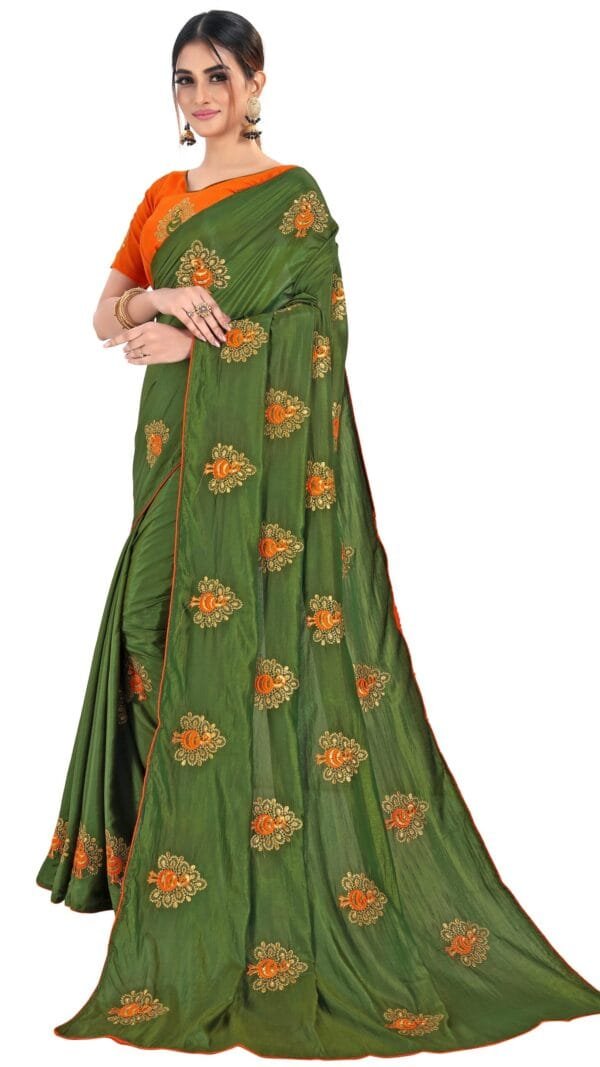 Saree Online Shopping Surat Green Colour Saree - Designer Sarees Rs 500 to 1000