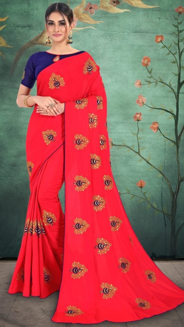 Saree Online Surat Peach Colour Saree - Designer Sarees Rs 500 to 1000