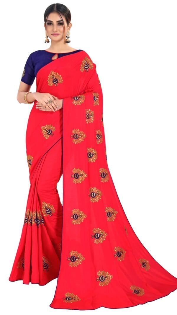 Saree Online Surat Peach Colour Saree - Designer Sarees Rs 500 to 1000