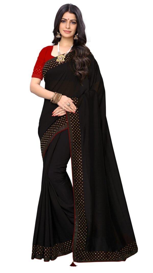 Saree Online Wedding Black Colour Saree - Designer Sarees Rs 500 to 1000