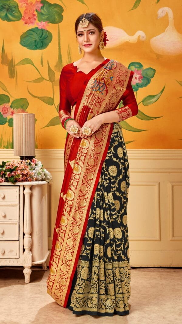 Saree Shopping Online Sites Red Black Saree - Designer Sarees Rs 500 to 1000