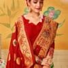 Take Saree Online Shopping 499 Red Green Saree - Designer Sarees Rs 500 to 1000