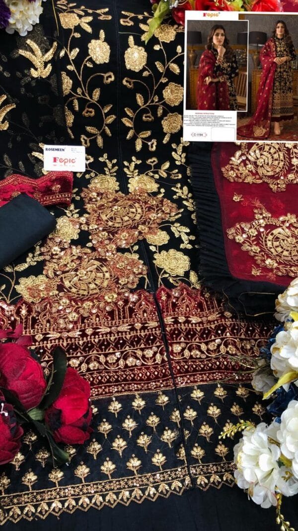 Traditional Pakistani Dress bleck - Pakistani Suits