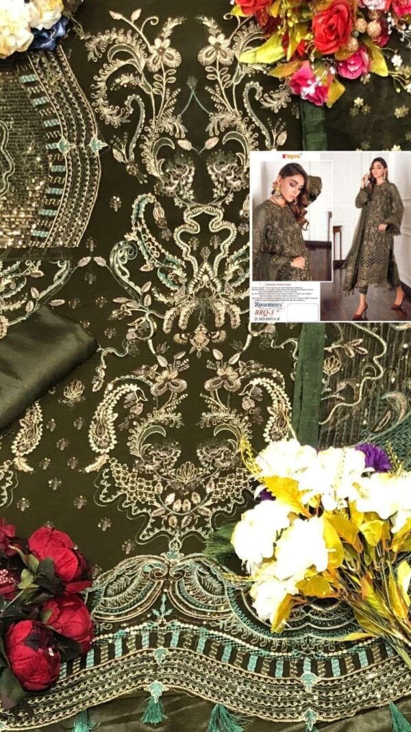 Velvet Pakistani Dress grey - Pakistani Suits