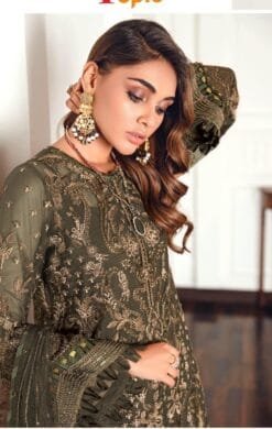 Velvet Pakistani Dress grey - Pakistani Suits