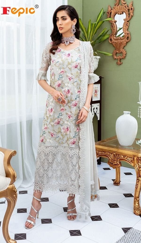 Velvet Pakistani Suits white - Pakistani Suits