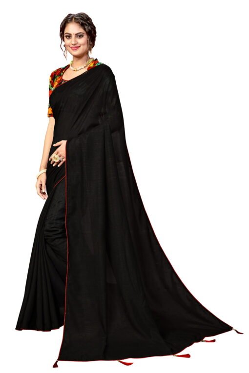 न्यू डिजाइनर साड़ी Black Colour Saree - Designer Sarees Rs 500 to 1000
