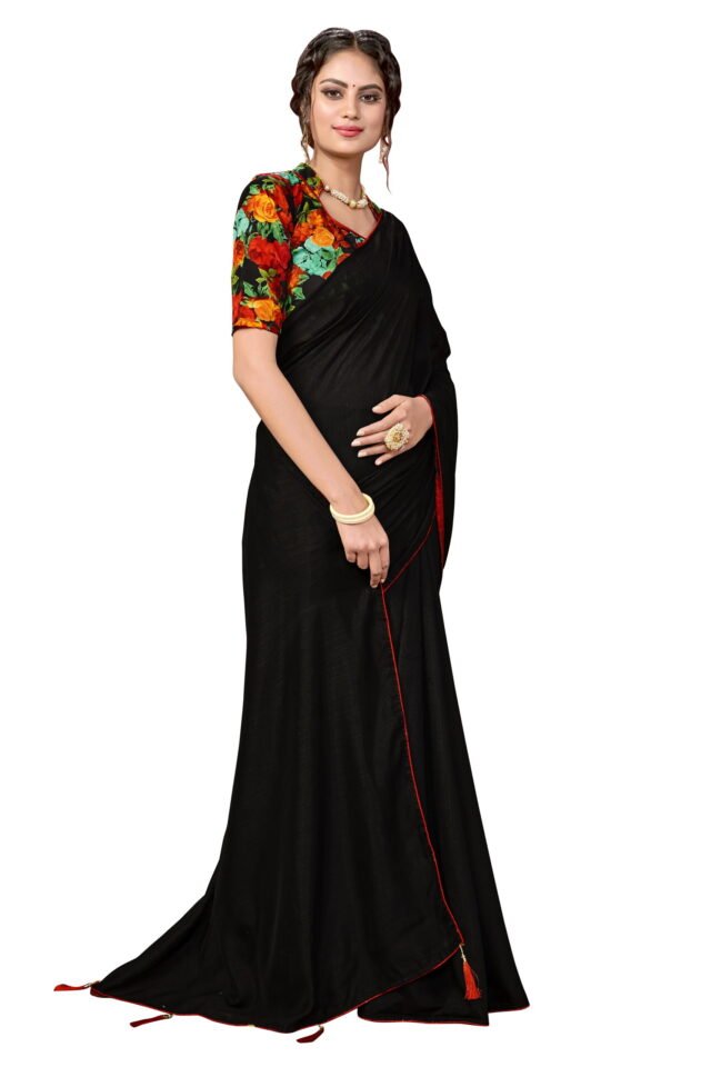 न्यू डिजाइनर साड़ी Black Colour Saree - Designer Sarees Rs 500 to 1000