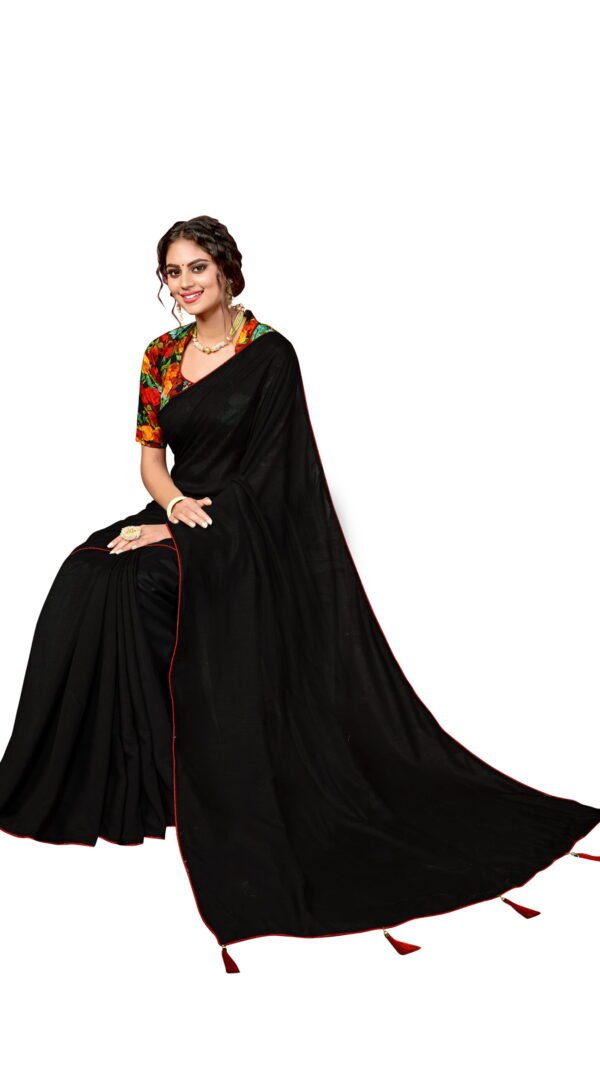 न्यू डिजाइनर साड़ी Black Colour Saree - Designer Sarees Rs 500 to 1000