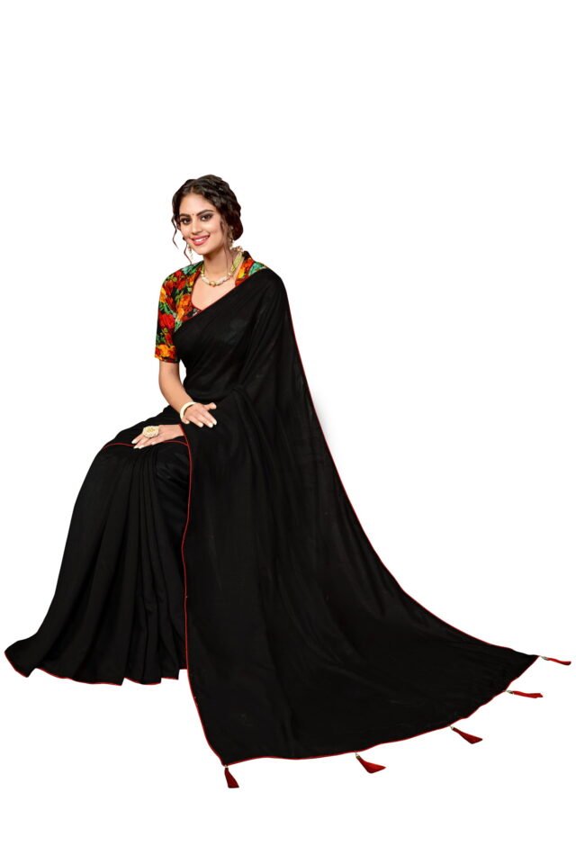 न्यू डिजाइनर साड़ी Black Colour Saree - Designer Sarees Rs 500 to 1000