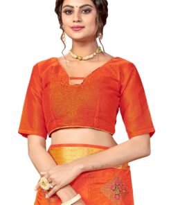 बनारसी साड़ी Price Orange Colour Saree - Designer Sarees Rs 500 to 1000