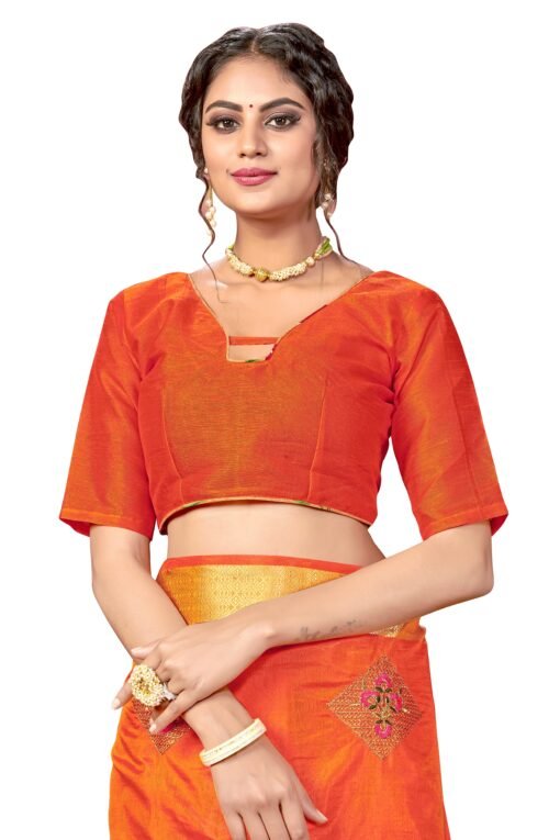 बनारसी साड़ी Price Orange Colour Saree - Designer Sarees Rs 500 to 1000