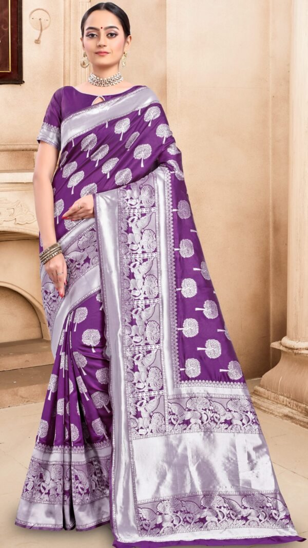 साड़ी का डिजाइन Purple Colour - Designer Sarees Rs 500 to 1000